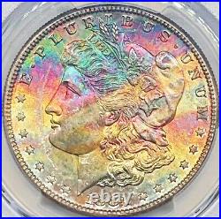 1881-S PCGS MS64 Morgan Silver Dollar Vivid Rainbow Toning 028994