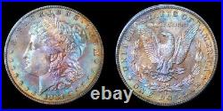 1881-s Pcgs Ms64 Morgan $ Exceptional Colorful Vibrant Rainbow Toning