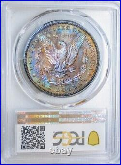 1881-s Pcgs Ms64 Morgan $ Exceptional Colorful Vibrant Rainbow Toning