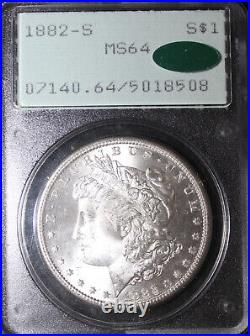 1882-S MS64 Morgan Dollar, PCGS 5018508, CAC, Original Rattler Holder Wow