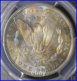 1883 CAC Morgan Silver Dollar PCGS Graded MS63 Color Toning Reverse Mount Toned