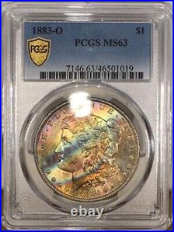 1883-O Morgan Dollar PCGS MS63 Vibrant Color Unique Rainbow Toned Very PQ WithVid