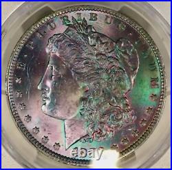 1883-O Morgan Dollar PCGS MS64 Rich Purple Plum Teal Pink Rainbow Toned withVid
