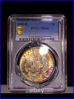 1883-O Morgan Dollar PCGS MS65 Kaleidoscope Color EOR Rainbow Toned withVideo