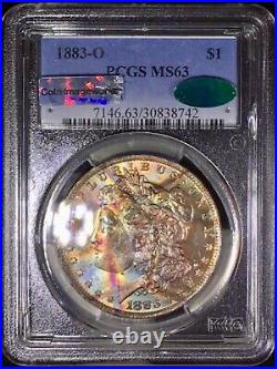 1883-O P Morgan Dollar PCGS MS63 CAC Fantastic Color Line EOR Rainbow Toned +Vid