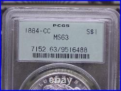1884 CC Morgan SILVER Dollar $1 PCGS MS63 #488 BU Uncirculated OGH Old GREEN