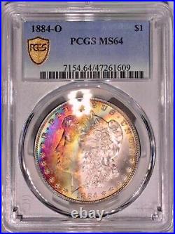 1884-O Morgan Dollar PCGS MS64 Colorful Bank Bag Textile Rainbow Toned +Vid