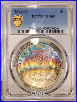 1884-O Morgan Dollar PCGS MS65 Vibrant Blue Red White Rainbow Toned Gem withVideo