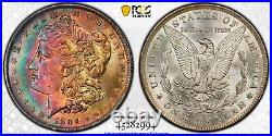 1884-O Morgan Silver Dollar PCGS MS64 Violet Blue Red Gold Rainbow Toned withVid