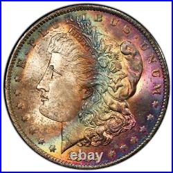1885-O Morgan Dollar PCGS MS64 Colorful Cats Eye Crescent Rainbow Toned +Video