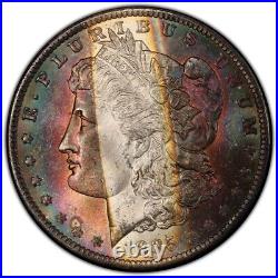 1885-O Morgan Dollar PCGS MS64 Gorgeous Colorful Strip Rainbow Toned WithVideo