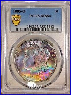 1885-O Morgan Dollar PCGS MS64 Greens Blues Pink Color Rainbow Toned withVideo