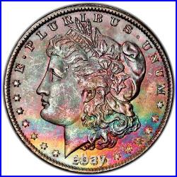 1885-O Morgan Dollar PCGS MS64 Greens Blues Pink Color Rainbow Toned withVideo