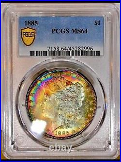 1885-P Morgan Dollar PCGS MS64 Vibrant Color End Of Roll Rainbow Toned WithVideo