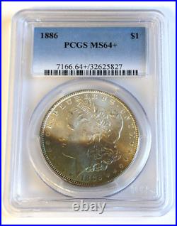 1886 Morgan Silver Dollar? PCGS CERTIFIED MS64+? GENTLE PASTEL RAINBOW TONING