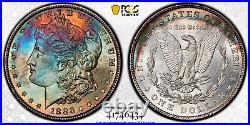 1886-P Morgan Dollar PCGS MS64 Gorgeous Blue Fire Orange Rainbow Toned withVid