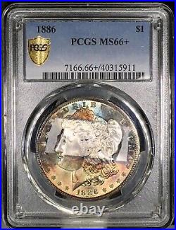 1886-P Morgan Silver Dollar PCGS MS66+ Ultra PQ Dual Side Rainbow Toned +Vid