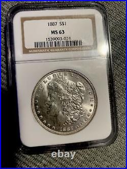 1887 Morgan Dollar MS 63 PCGS 90% Silver $1 Unc SKUI7547