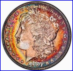 1887-P Morgan Silver Dollar PCGS MS65 Gem Color Bullseye Target Rainbow Toned