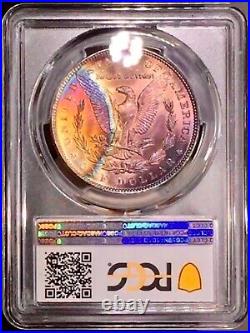 1889-P Morgan Dollar PCGS Dual Side Rainbow Toned withVid This Coin Is Stunning