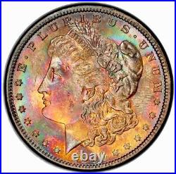 1896-P Morgan Silver Dollar PCGS MS64 Color EOR End of Roll Rainbow Toned