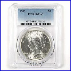 1935 Peace Dollar MS 63 PCGS 90% Silver $1 Uncirculated Coin SKUI6235
