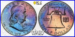 1963 TONER Franklin Half Dollar PCGS PR65 Rainbow Toned Silver Proof Coin 50C