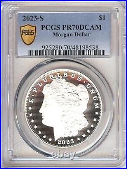 2023-S Morgan Silver Dollar PCGS Proof PR70DCAM GOLD SHIELD PREMIUM HOLDER