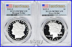 2023-S Morgan and Peace Silver Dollar 2-Coin Set PR70DCAM First Strike PCGS