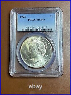 3 PEACE Silver Dollar PCGS Uncirculated 1922 MS 64+, 1923 MS 63 & 1926 MS 64