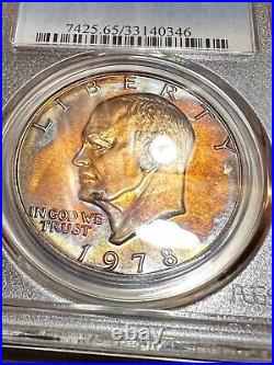 Eisenhower Dollar 1978 PCGS MS65 Neon Rim Toning with a Monster Reverse