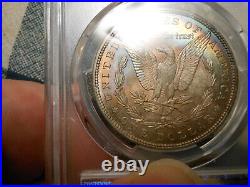 Pcgs Ms65 1896 Morgan 90% Silver Dollar 2 Sided Iridescent Crescent Toned